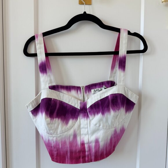 AMUR Purple White Tie Dye Corset Top - Picture 1 of 3